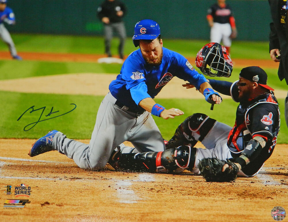Ben Zobrist Signed Chicago Cubs 2016 World Series Home Plate Collision 16x20 Photo - ZOB16P100 - Ben Zobrist Signed Chicago Cubs 2016 World Series Home Plate Collision 16x20 Photo product image