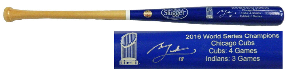 Ben Zobrist Signed Louisville Slugger Chicago Cubs 2016 World Series Champion Blue Dipped Bat - ZOBBAT101 - Ben Zobrist Signed Louisville Slugger Chicago Cubs 2016 World Series Champion Blue Dipped Bat product image