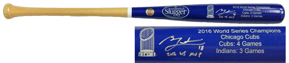 Ben Zobrist Signed Louisville Slugger Chicago Cubs 2016 World Series Champion Blue Dipped Bat w/2016 WS MVP - ZOBBAT102 - Ben Zobrist Signed Louisville Slugger Chicago Cubs 2016 World Series Champion Blue Dipped Bat w/2016 WS MVP product image