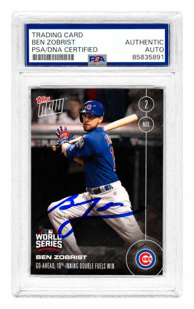 Ben Zobrist Signed Chicago Cubs 2016 Topps NOW Baseball Card #660 - (PSA Encapsulated) - ZOBCAR101 - Ben Zobrist Signed Chicago Cubs 2016 Topps NOW Baseball Card #660 - (PSA Encapsulated) product image
