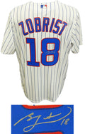 Ben Zobrist Signed Chicago Cubs Majestic Replica White Pinstripe Jersey - ZOBJRY100 - Ben Zobrist Signed Chicago Cubs Majestic Replica White Pinstripe Jersey product image