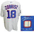 Ben Zobrist Signed Chicago Cubs White Pinstripe 2016 World Series Patch Majestic Jersey w/2016 WS MVP - ZOBJRY102 - Ben Zobrist Signed Chicago Cubs White Pinstripe 2016 World Series Patch Majestic Jersey w/2016 WS MVP product image