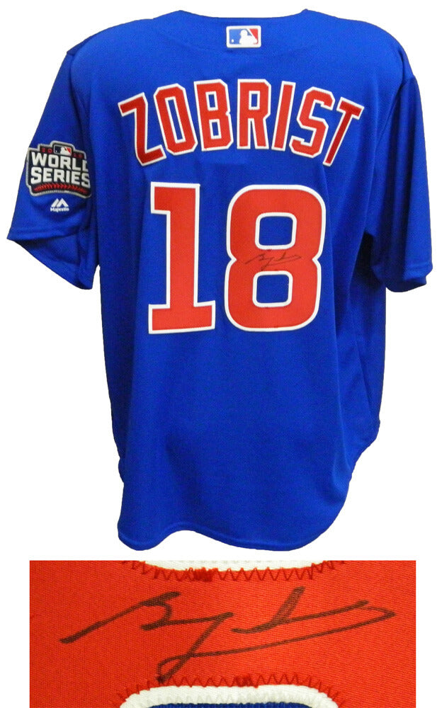 Ben Zobrist Signed Chicago Cubs Blue 2016 World Series Patch Majestic Jersey - ZOBJRY103 - Ben Zobrist Signed Chicago Cubs Blue 2016 World Series Patch Majestic Jersey product image