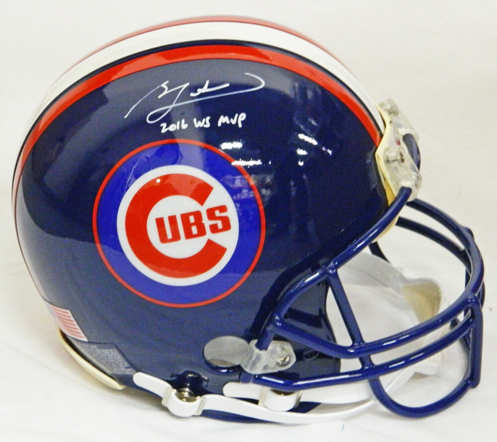 Ben Zobrist Signed Chicago Cubs Custom Blue Matte Authentic Football Helmet w/2016 WS MVP - ZOBPRO100 - Ben Zobrist Signed Chicago Cubs Custom Blue Matte Authentic Football Helmet w/2016 WS MVP product image